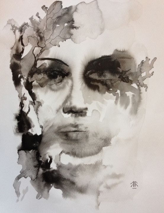 Painting titled "Ombres à l'encre de…" by Jérôme Royer, Original Artwork, Ink