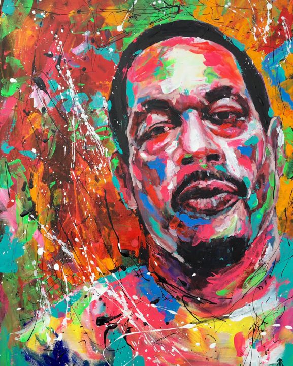 Painting titled "Joey Starr" by Jérôme Royer, Original Artwork, Acrylic Mounted on Wood Stretcher frame