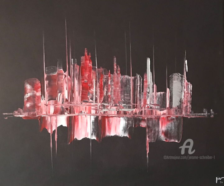 Peinture intitulée "Red Urban Reflexion…" par Jérôme Schreiber, Œuvre d'art originale, Acrylique