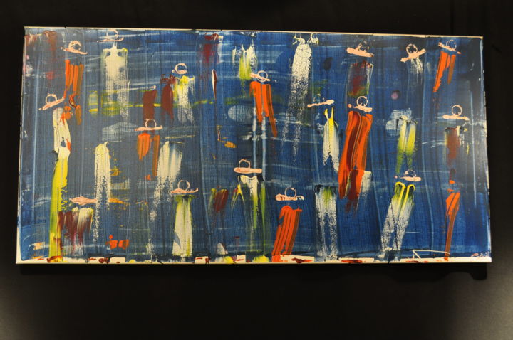 Painting titled "Foule Bleue" by Jerome Suymens, Original Artwork