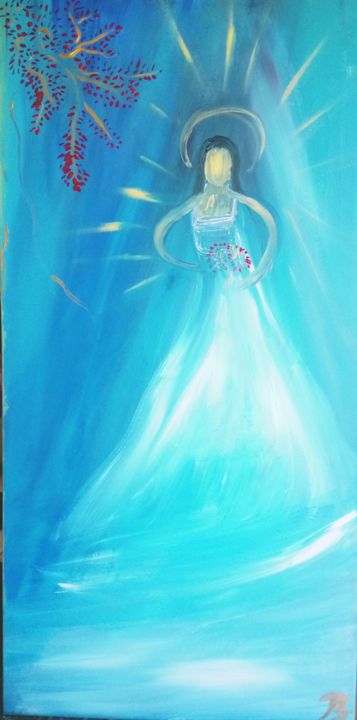 Painting titled "La robe au bouquet" by Jérôme Bonnet, Original Artwork, Acrylic