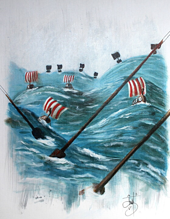 Painting titled "Invasion" by Jerome Brillat, Original Artwork, Acrylic Mounted on Wood Stretcher frame