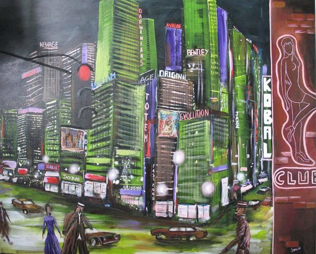 Peinture intitulée "La city" par Jerome Brillat, Œuvre d'art originale