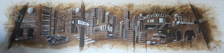 「Melun city 2135」というタイトルの絵画 Jerome Brillatによって, オリジナルのアートワーク