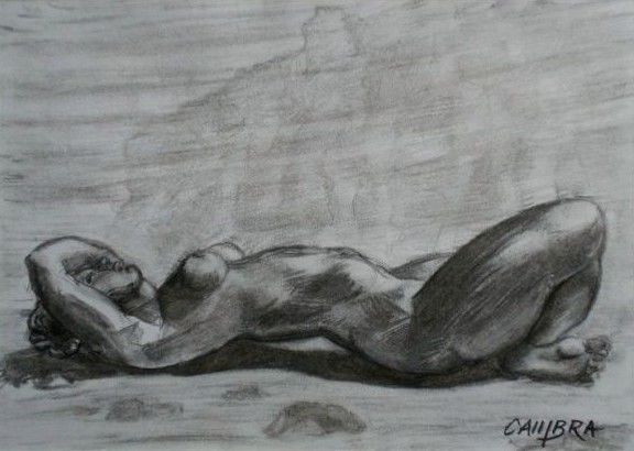 Dessin intitulée "L'extase" par Jérôme Cambra, Œuvre d'art originale, Fusain