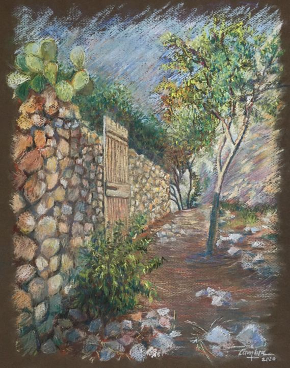 Peinture intitulée "Le chemin de mon pè…" par Jérôme Cambra, Œuvre d'art originale, Pastel Monté sur Carton