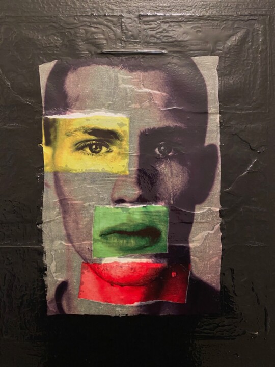 Malerei mit dem Titel "Augusta Mosaique Bl…" von Jerome Cholet, Original-Kunstwerk, Collagen