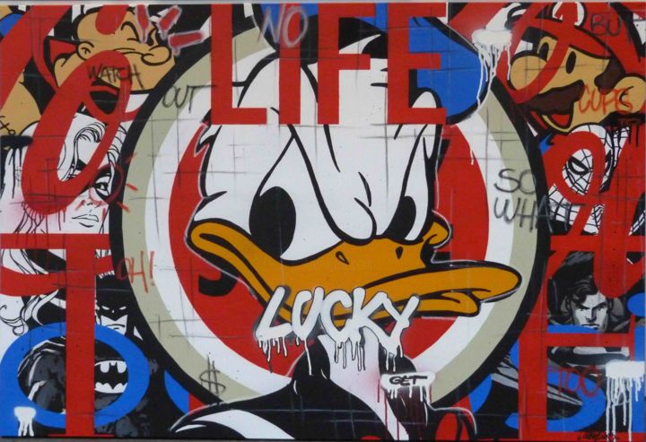 Peinture intitulée "Get Lucky Donald" par Jerome Clem, Œuvre d'art originale