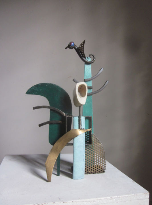 Sculptuur getiteld "La jeune fille et l…" door Jérôme Danikowski, Origineel Kunstwerk, Metalen