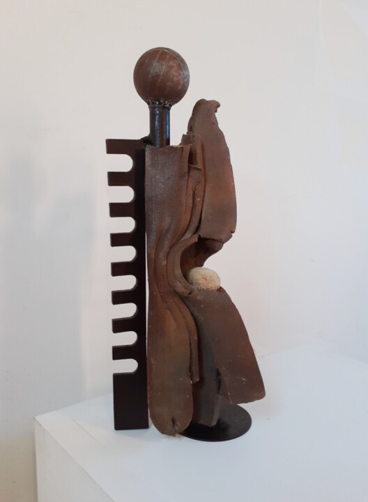 Skulptur mit dem Titel "Maître Zen" von Jérôme Danikowski, Original-Kunstwerk, Metalle
