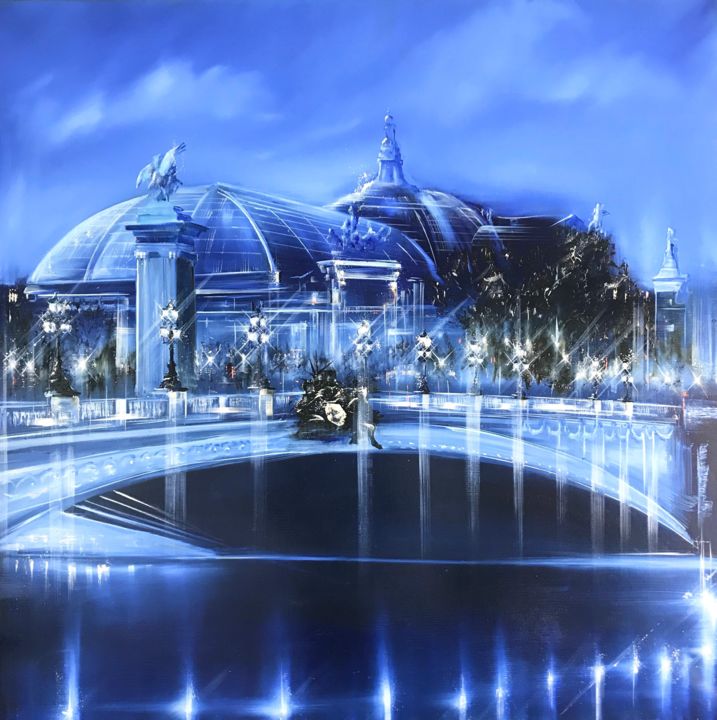 Painting titled "Grand Palais" by Jerome Guillet, Original Artwork, Oil Mounted on Wood Stretcher frame