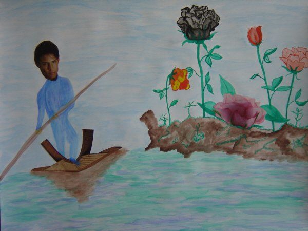 Peinture intitulée "Voyage vers l'île a…" par Jéromine, Œuvre d'art originale