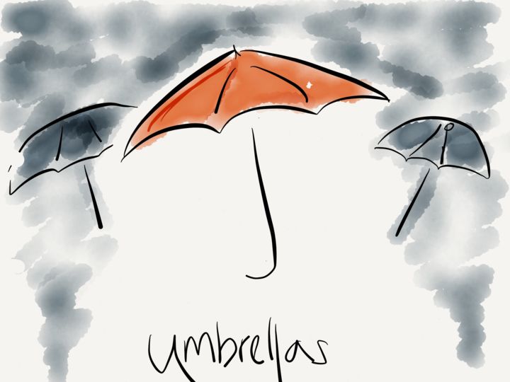 Digital Arts titled "Umbrellas" by Jerry Fess, Original Artwork, Digital Painting