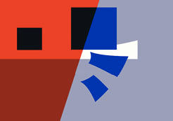 Digitale Kunst getiteld "2 Blue Squares #13" door Jerry, Origineel Kunstwerk, Digitaal Schilderwerk