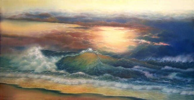 Painting titled ""The Ultimate Sunse…" by Jerry Sauls, Original Artwork, Oil