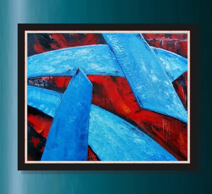 Painting titled "Fire and Steel" by Jerzy Celuk, Original Artwork, Oil