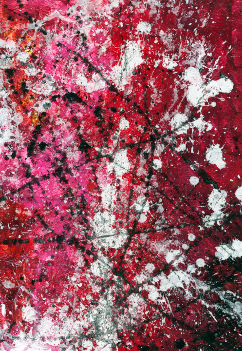 Painting titled "Crimson Noir" by Jerzy Celuk, Original Artwork, Acrylic