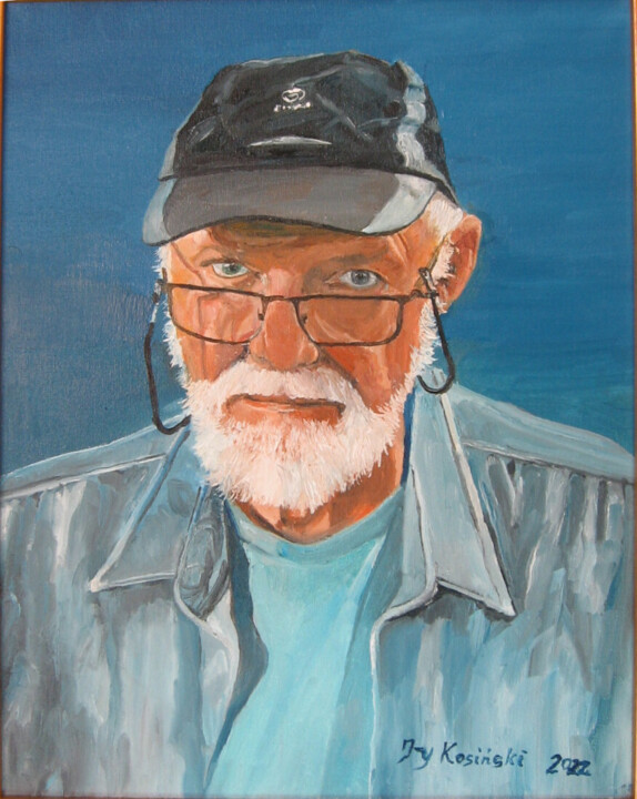 Malerei mit dem Titel "Autoportret" von Jerzy Kosinski, Original-Kunstwerk, Öl