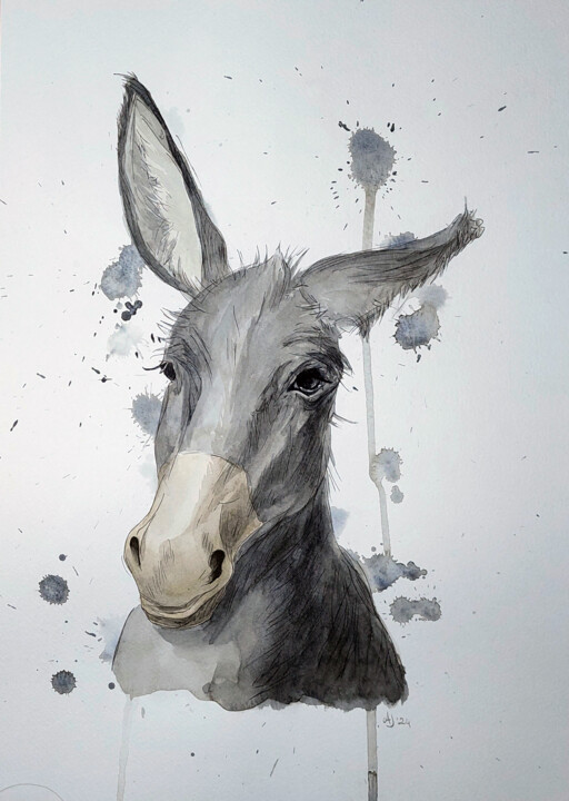 Painting titled "Not wild life- donk…" by Jessica Altera, Original Artwork, Watercolor