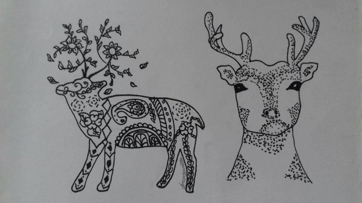 Dessin intitulée "Deer" par Jesscen, Œuvre d'art originale