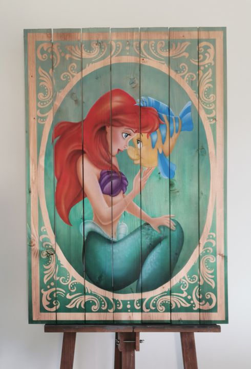 Peinture intitulée "The Little Mermaid…" par Jessica Renault, Œuvre d'art originale, Aérographe