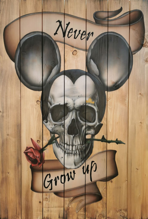 Pintura titulada "Never Grow Up" por Jessica Renault, Obra de arte original, Aerógrafo