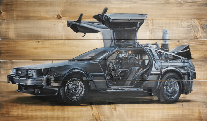 Pintura titulada "DeLorean" por Jessica Renault, Obra de arte original, Aerógrafo