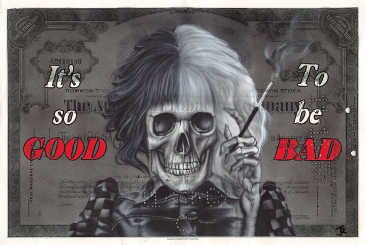 Painting titled "It's good to be bad" by Jessica Renault, Original Artwork, Airbrush