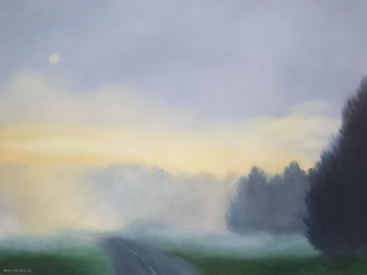 Pintura intitulada "Brume du matin" por Jessica Fleurentin, Obras de arte originais, Óleo