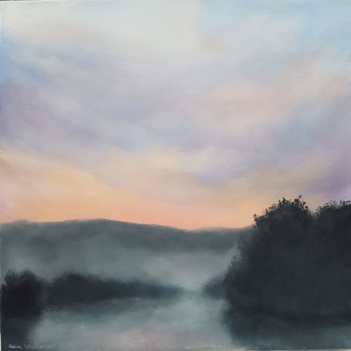 Pittura intitolato "Reflets de brume" da Jessica Fleurentin, Opera d'arte originale, Olio