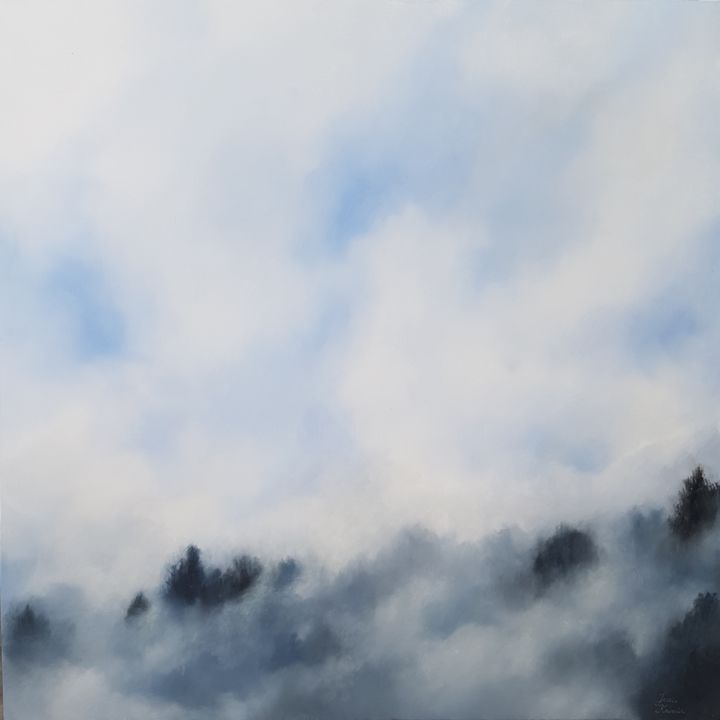 Malerei mit dem Titel "Au delà des éthers" von Jessica Fleurentin, Original-Kunstwerk, Öl Auf Keilrahmen aus Holz montiert