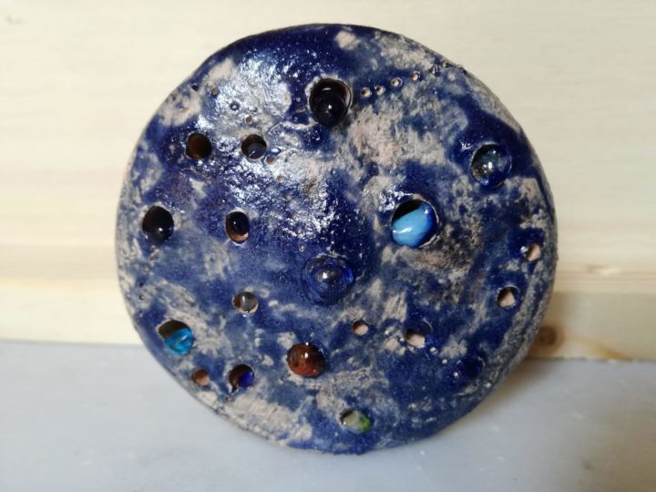 Sculpture titled "The Blue Planet" by Jessica Pintaldi, Original Artwork, Ceramics