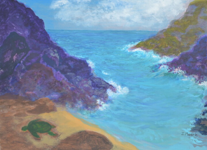 Painting titled "Resting on the Sand" by Jessie Moerk Nee Hogg, Original Artwork, Acrylic