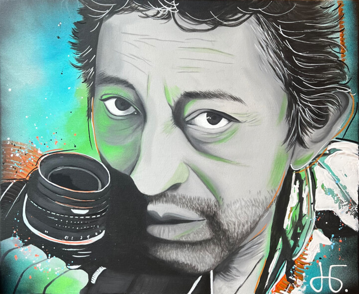 "Gainsbourg" başlıklı Tablo Jessie Raveleau tarafından, Orijinal sanat, Akrilik Ahşap Sedye çerçevesi üzerine monte edilmiş