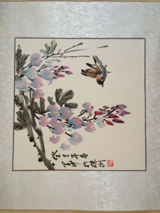 Painting titled "peinture chinoise" by Jessie Zhong, Original Artwork, Watercolor