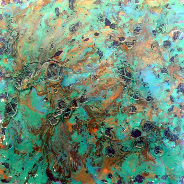 Peinture intitulée "Carré d'Abstrait "2…" par Jessie' Art, Œuvre d'art originale, Huile