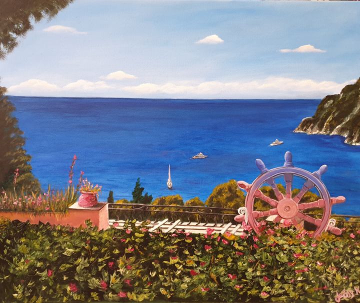 Painting titled "Capri" by Jessica Fanigliulo, Original Artwork, Oil