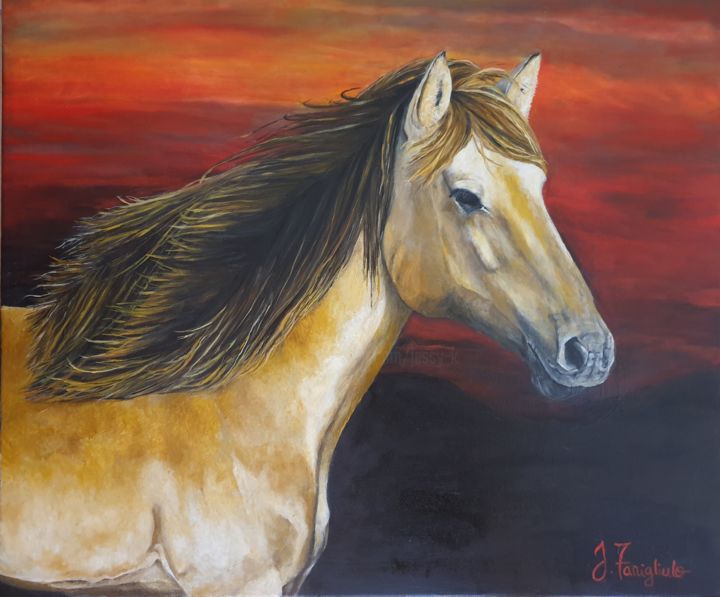 Painting titled "Force tranquille" by Jessica Fanigliulo, Original Artwork, Oil