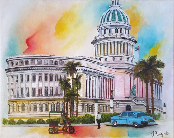 Painting titled "La Habana" by Jessica Fanigliulo, Original Artwork, Oil