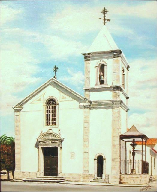 Schilderij getiteld "igreja-cartaxo-oleo…" door José Estrêla, Origineel Kunstwerk