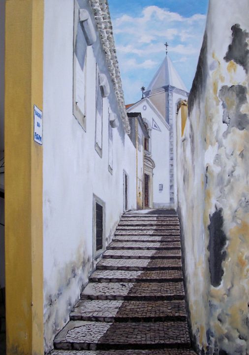 Painting titled "travessa-do-cruzeir…" by José Estrêla, Original Artwork