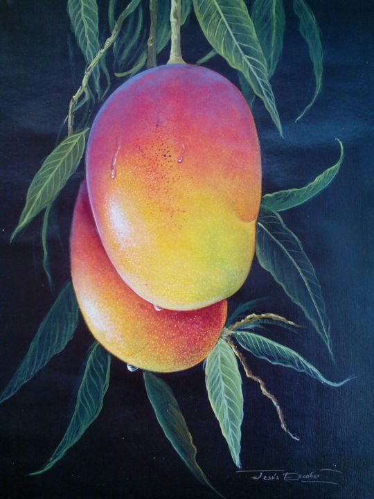 Peinture intitulée "Mangos" par Jesús Escobar, Œuvre d'art originale, Acrylique