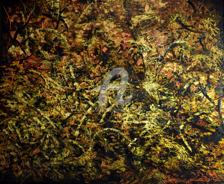 Malerei mit dem Titel "Dolor en rojo" von Jesús Lara Sotelo, Original-Kunstwerk, Öl