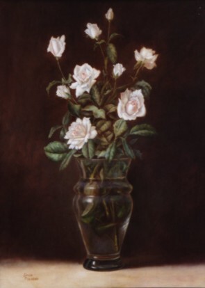 Peinture intitulée "Jarrón de rosas" par Jesús Simón Pizarro, Œuvre d'art originale