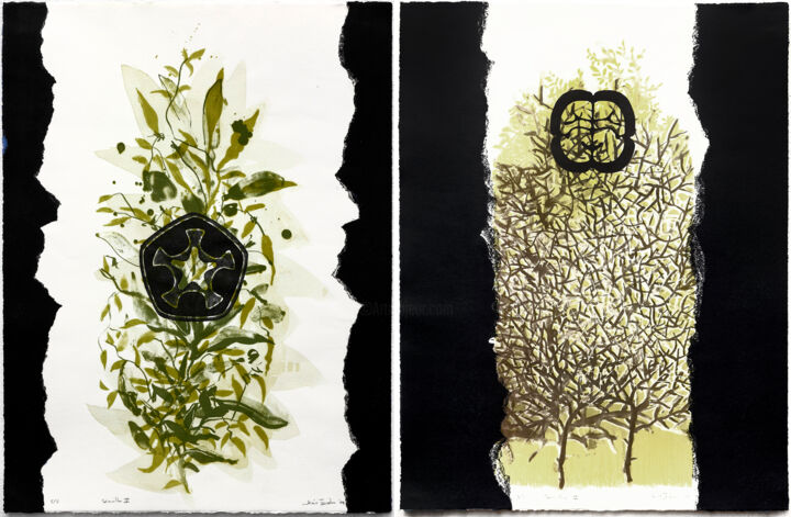 Gravures & estampes intitulée "Semillas 5,6" par Jesus Tejedor, Œuvre d'art originale, Lithographie