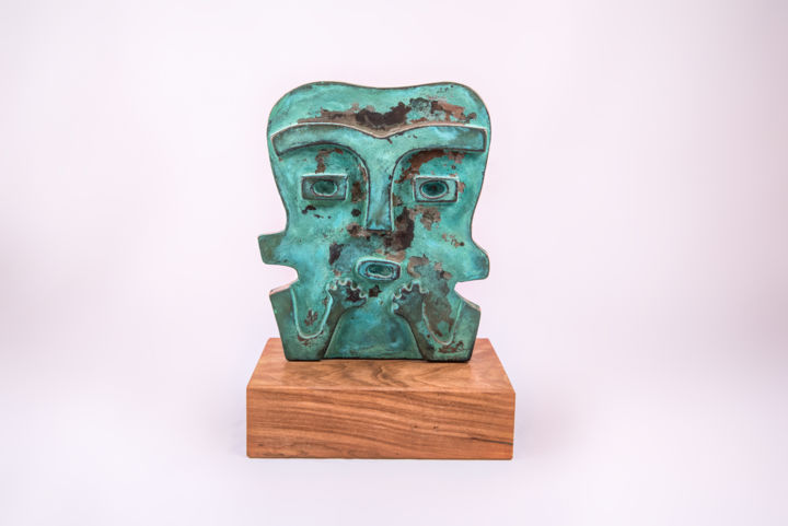 Sculptuur getiteld "Female Face" door Jesus Valencia, Origineel Kunstwerk, Bronzen