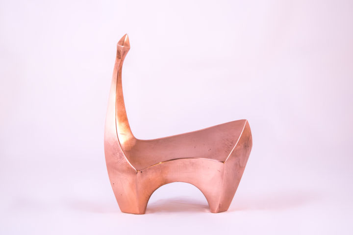 Sculpture titled "Large Cubic Copper…" by Jesus Valencia, Original Artwork, Bronze