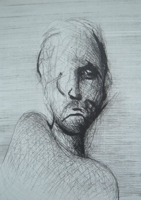 Картина под названием "portret" - Jeton Rexhepi, Подлинное произведение искусства, Масло