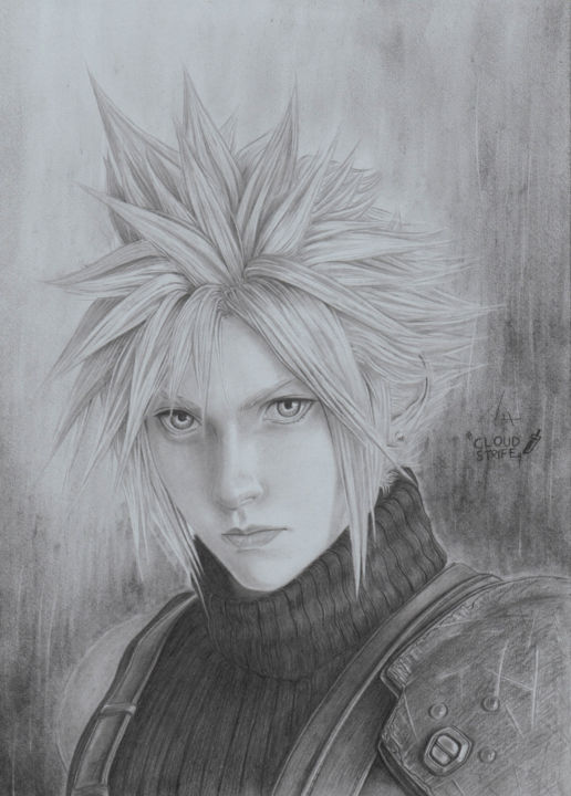 Рисунок под названием "Final Fantasy Vll 1…" - Jex Laimen, Подлинное произведение искусства, Карандаш