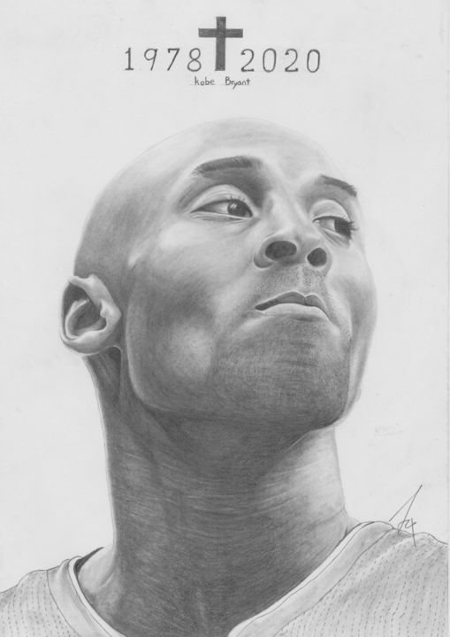 Рисунок под названием "Kobe Bryant R.I.P" - Jex Laimen, Подлинное произведение искусства, Карандаш